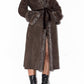 Brown Belted Afghan Coat with Double Fur Handcuffs
