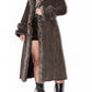 Brown Belted Afghan Coat with Double Fur Handcuffs