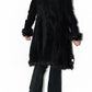 Vintage 90s Black Suede Leather and Double Fur trim Afghan coat