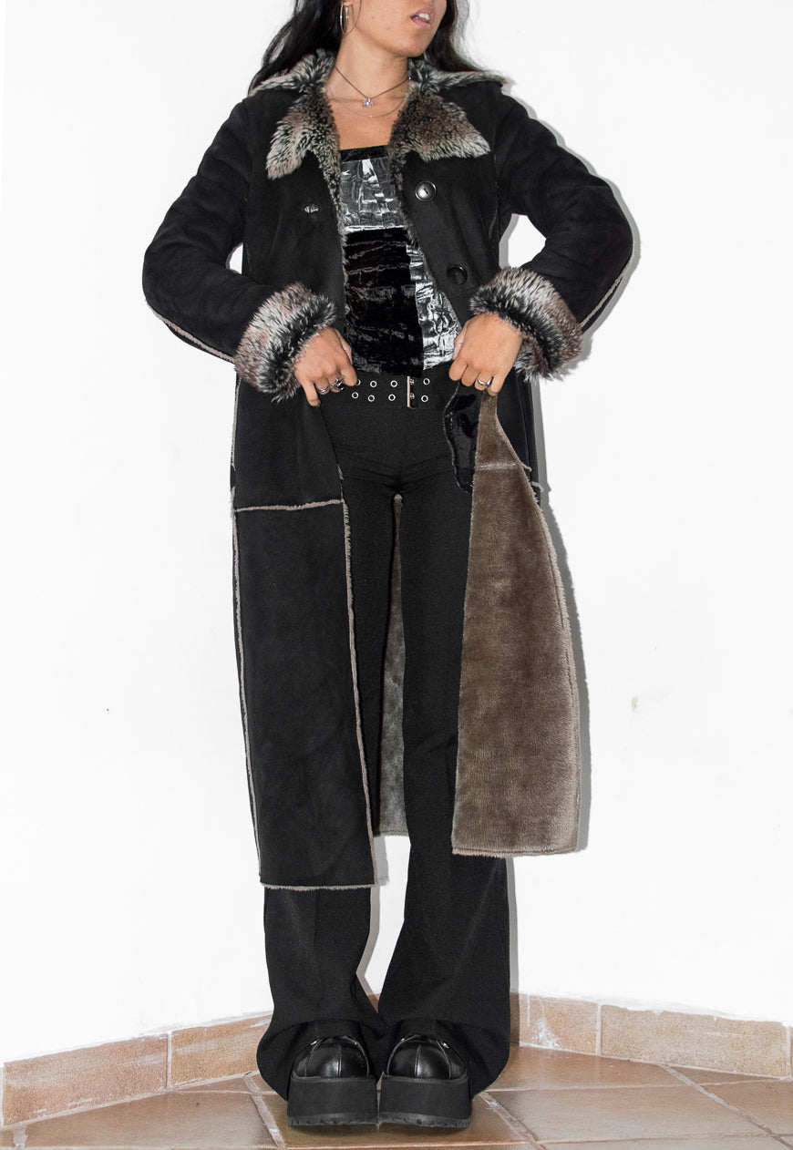 Vintage Long Faux Fur Black Penny Lane Coat
