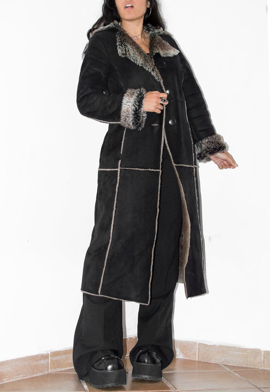 Vintage Long Faux Fur Black Penny Lane Coat