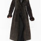 Vintage Faux Fur Long Leather Brown Coat