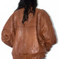 Vintage Oversize High Collar Leather Bomber Jacket