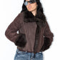 Y2k Vintage Short Brown Faux Fur Jacket