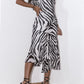 Cocktail Ruffle Frill Slip Dress with a Zebra Print