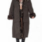 Vintage Dark Brown Long Fur Trim Coat