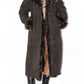 Vintage Dark Brown Long Fur Trim Coat