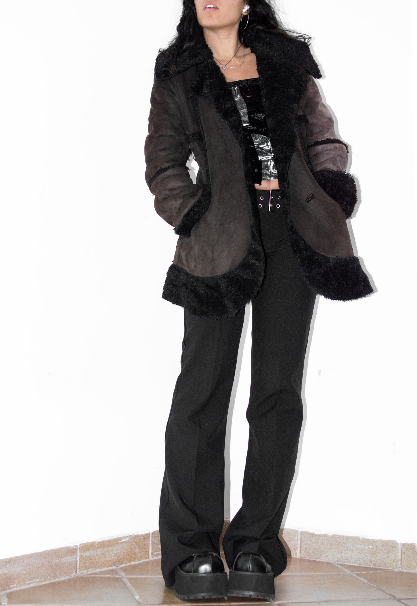 Y2k Vintage Short Shearling Faux Fur Jacket