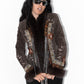 Vintage 90s Embroidered Leather Boho Jacket with Fur Handcuffs