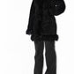 Vintage Suede Leather and Mongolian Faux Fur Trim Black Afghan Coat