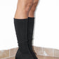 Vintage Y2k Knee High Boots in Black Stretch Scuba