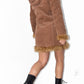 Corduroy Short Brown Faux Fur Trim Hooded Afghan Coat