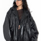 Vintage Oversize Faux Leather Blouson Bomber Black Jacket