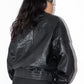Vintage Zip Up Black Leather Blouson Biker Jacket