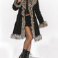 Y2k Fluffy Black Faux Fur Afghan Coat