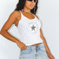 00s Clubbing White Cut-out Cami Top with Graphic Text
