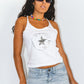 00s Clubbing White Cut-out Cami Top with Graphic Text