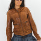 Vintage Y2K Brown Real Leather Jacket