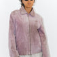 90s Vintage Zip through Real Leather Jacket In Purple