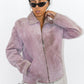 90s Vintage Zip through Real Leather Jacket In Purple