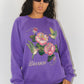 Vintage 90s Crew Neck Flower Botanical Graphic Sweatshirt in Purple