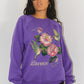 Vintage 90s Crew Neck Flower Botanical Graphic Sweatshirt in Purple