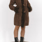 Y2k Fluffy Brown Fur Trim Coat