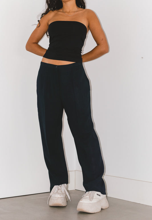 90s Vintage Chinos Trousers In Navy Blue