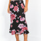 90s Vintage Print Floral Midi Slip Skirt