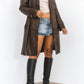 Y2k Real Leather Vintage Long Jacket in Brown