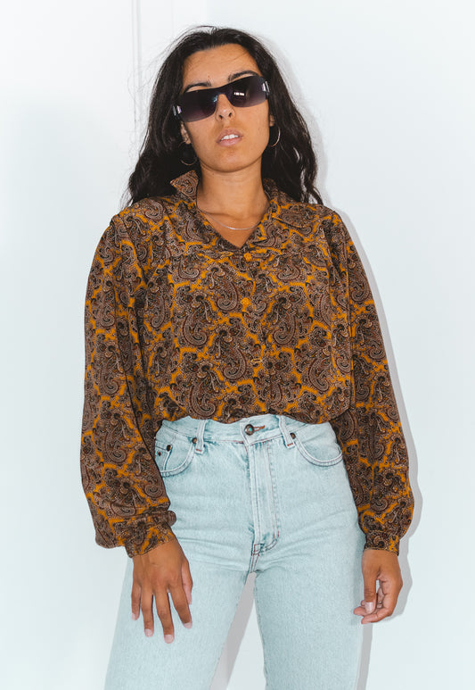 Vintage Patterned Baroque Long Sleeves 90s Shirt