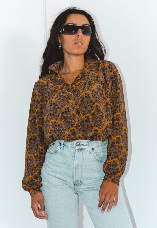 Vintage Patterned Baroque Long Sleeves 90s Shirt