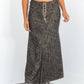 Mid Rise Y2k Vintage Lace Up Denim Long Skirt