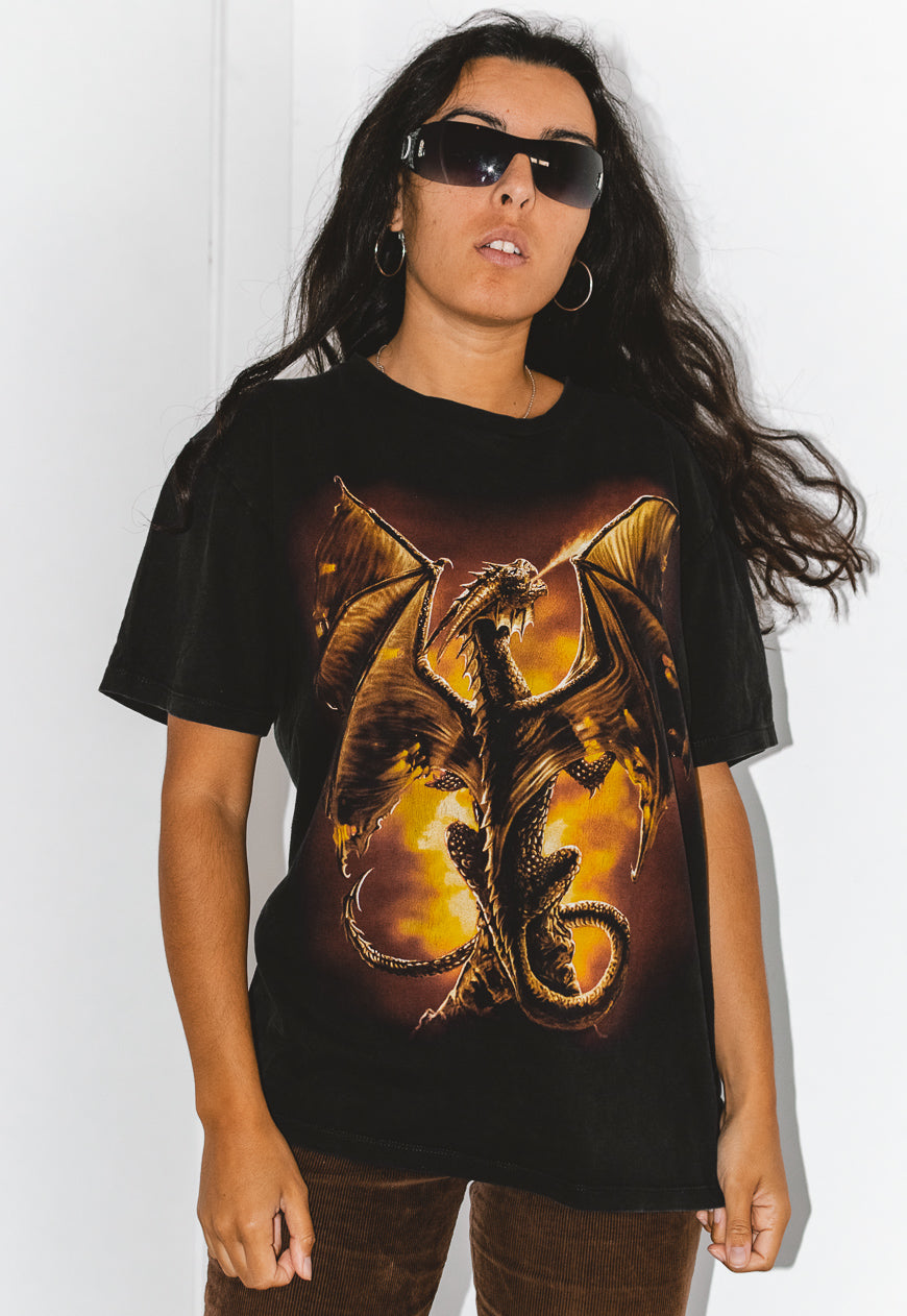 Vintage 90s Grunge Dragon Printed Graphic T-shirt