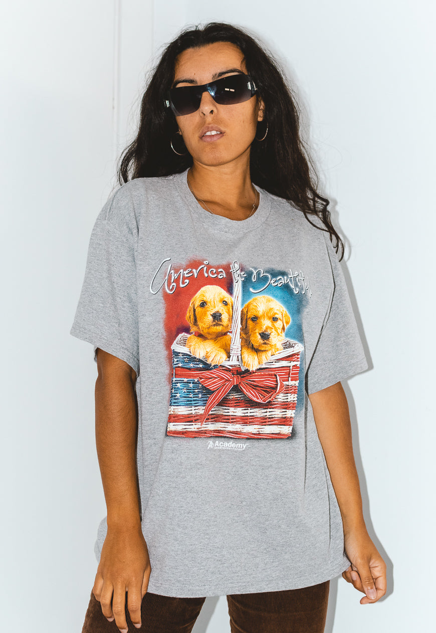 Vintage 90s puppies animal USA printed graphic T- shirt