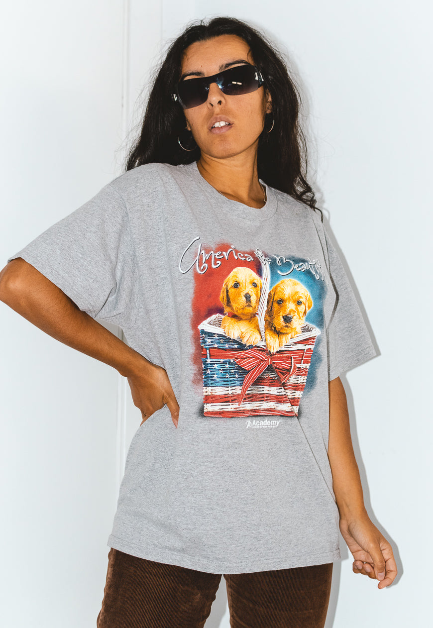 Vintage 90s puppies animal USA printed graphic T- shirt