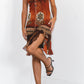 Vintage Paisley y2k Mesh Hem Dress In Brown