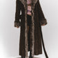Vintage Long Afghan Coat in Brown with Belt