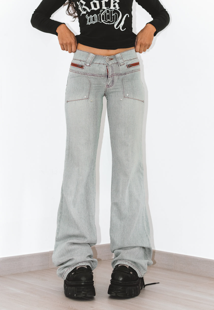 Vintage Deadstock Y2k Striped Low Rise Jeans