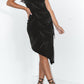 Vintage Ruched Asymmetrical Hem Black 90s Dress