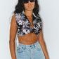 Vintage 90s tropical Crop Length Floral shirt