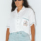 Vintage 80s Short Sleeves Embroidered Shirt